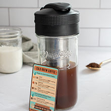 MASON JAR COLD BREW COFFEE KIT <BR>Jar, Lid, Seal-Safe Adapter, Brew Chamber & Guide <br>(5-Piece Kit)