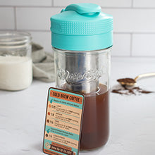 MASON JAR COLD BREW COFFEE KIT <BR>Jar, Lid, Seal-Safe Adapter, Brew Chamber & Guide <br>(5-Piece Kit)
