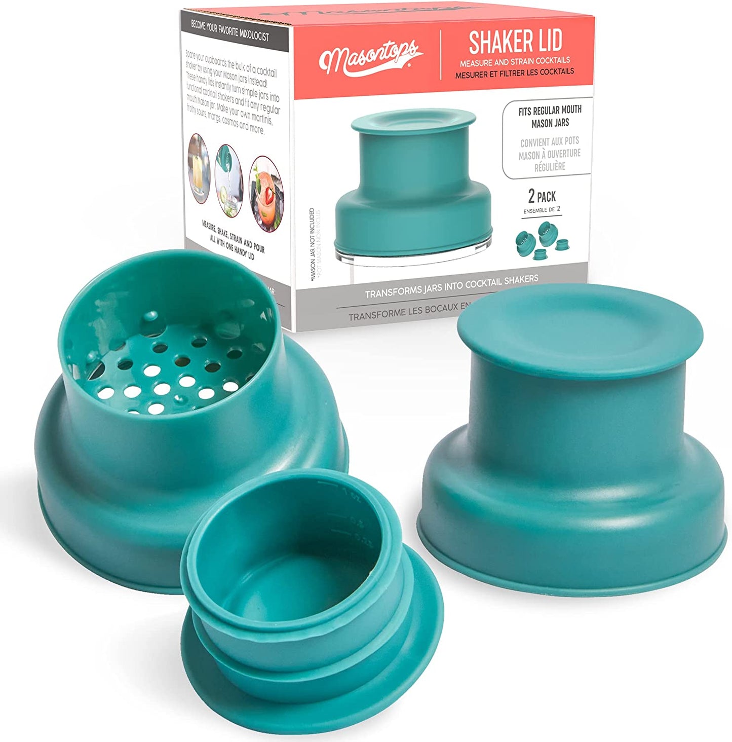 COCKTAIL SHAKER LIDS <BR>Mason Jar Cocktail Shaker Lid, 2-Pack<BR>