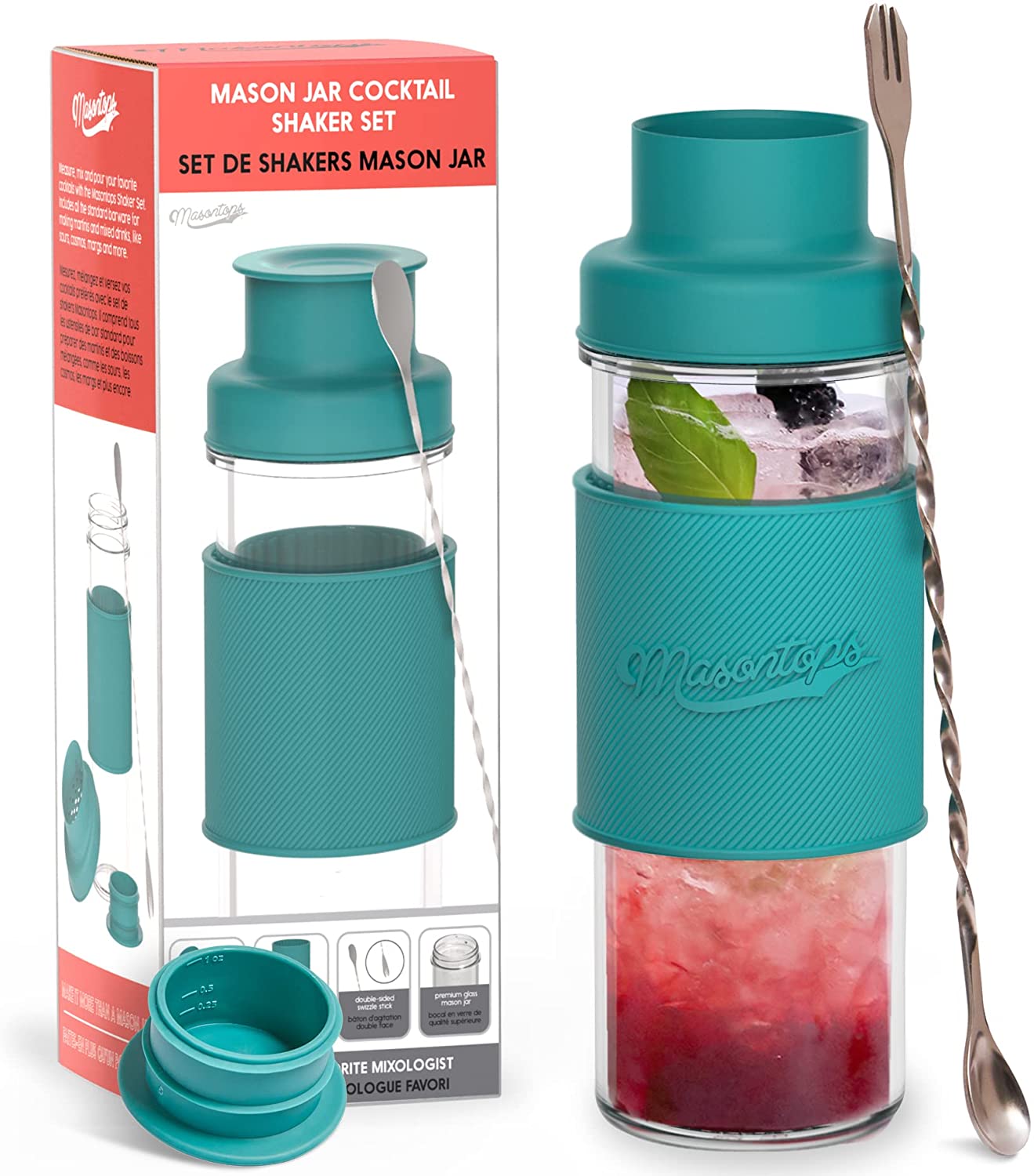 COCKTAIL SHAKER SET <BR>Mason Jar Cocktail Shaker Kit<BR>