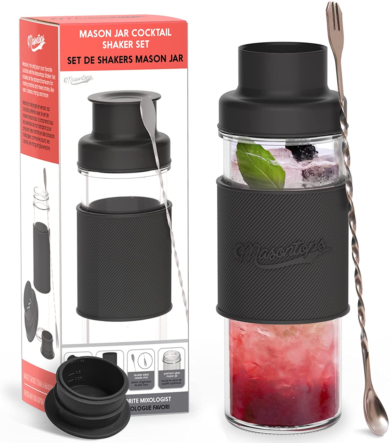 COCKTAIL SHAKER SET <BR>Mason Jar Cocktail Shaker Kit<BR>