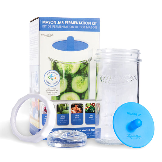 MASON JAR FERMENTATION KIT <BR>Jar, Pebble, Pipe & Band <br>(4-Piece Kit)