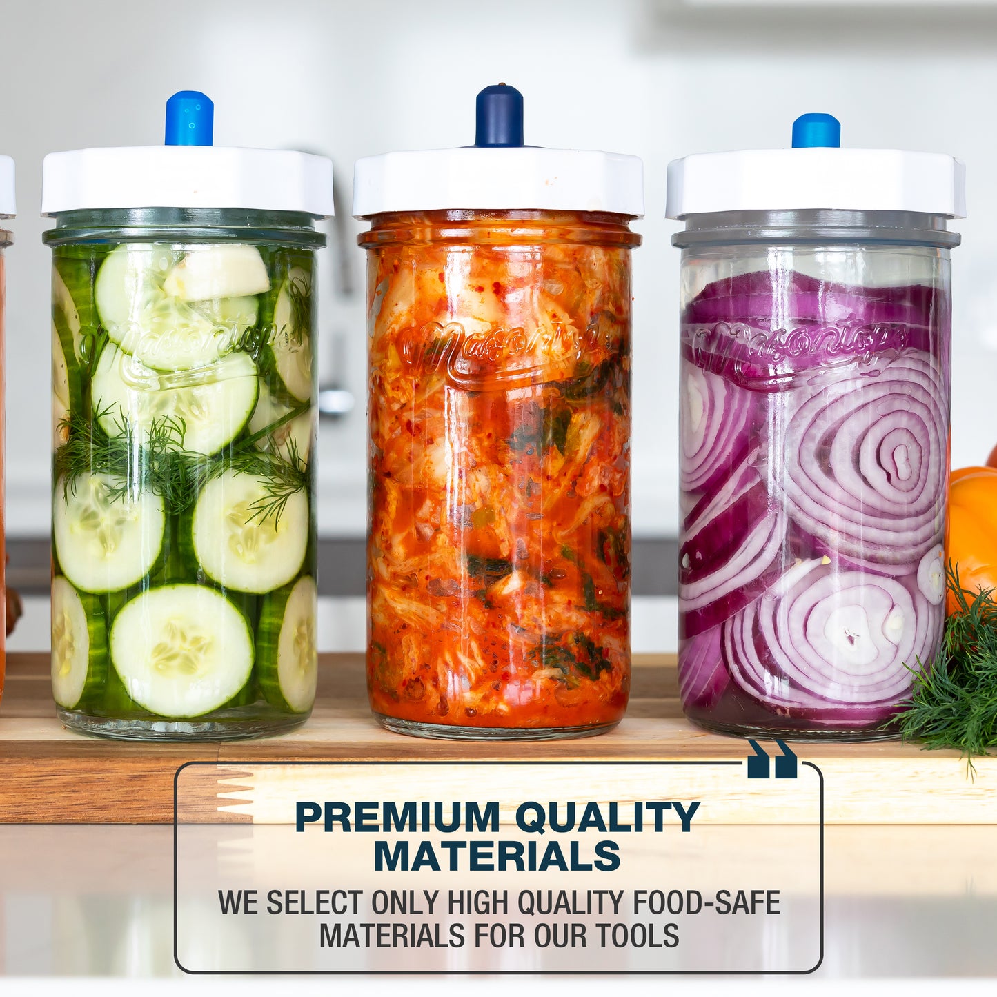 MASON JAR FERMENTATION KIT <BR>Jar, Pebble, Pipe & Band <br>(4-Piece Kit)