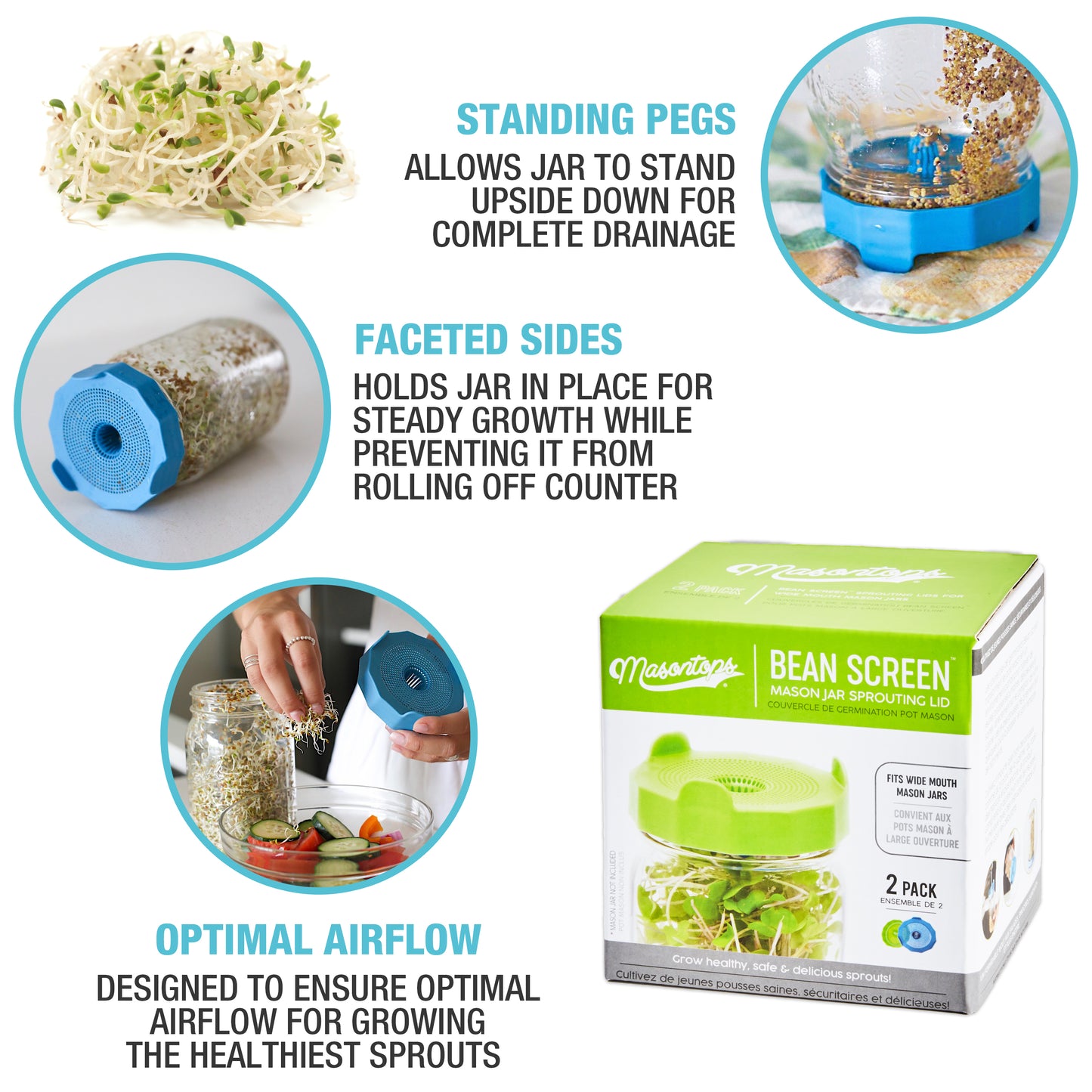 BEAN SCREENS<BR> Sprouting Lids <BR>(2-Pack)