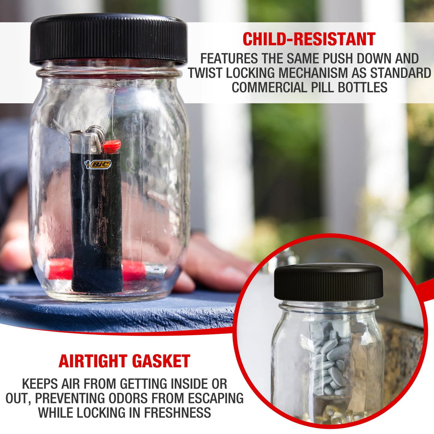 JAR SAFE <BR>Child-Resistant Stash Lid <BR>(2-Pack)