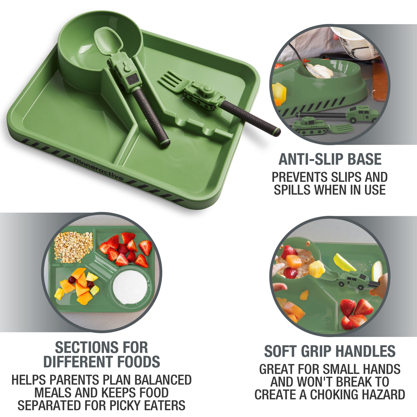 Army Themed<BR> Dining Sets for Kids<BR>(3-Piece Set)