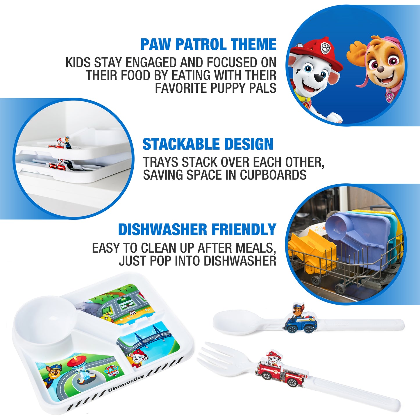 PAW Patrol Themed<BR> Dining Sets for Kids<BR> (3-Piece Set)
