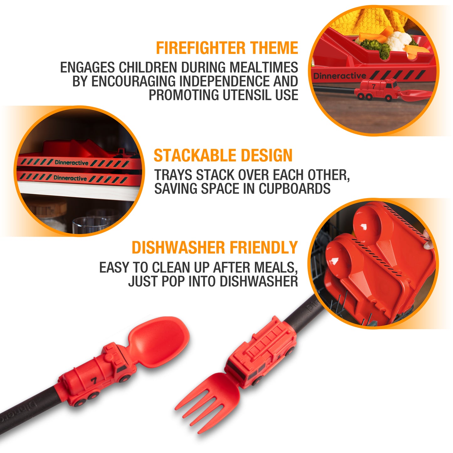 Firefighter Themed<BR> Dining Sets for Kids<BR> (3-Piece Set)
