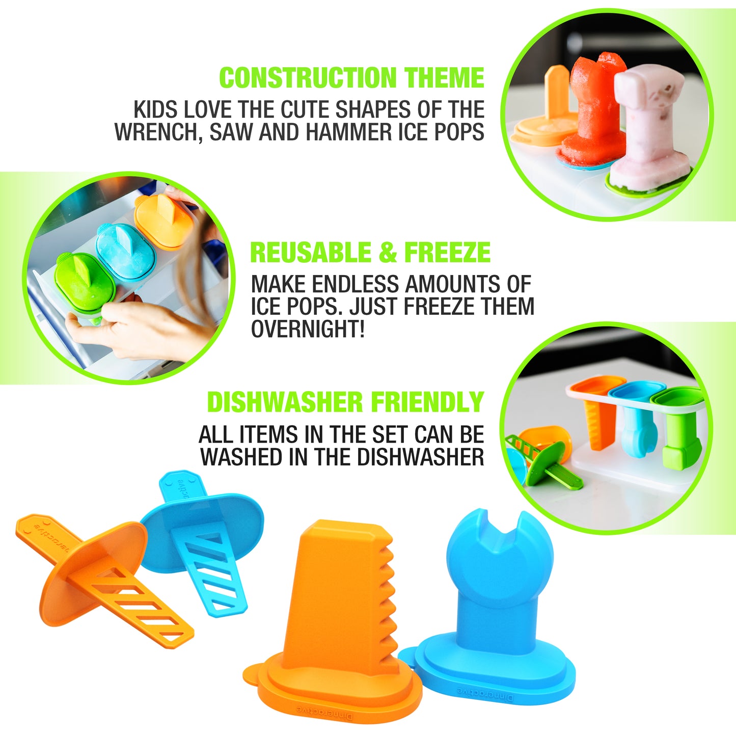 Tool Themed<BR> Play Pops<BR> (3 Ice Pop Molds + Tray)