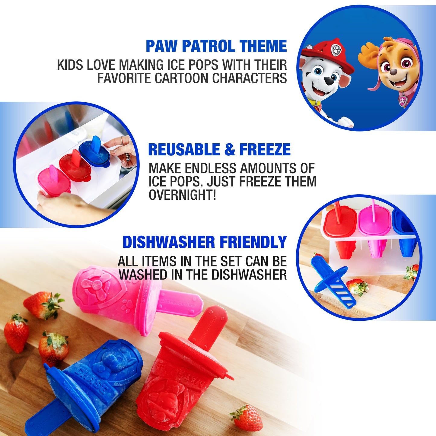 PAW Patrol<BR> Play Pops<BR> (3 Ice Pop Molds + Tray)