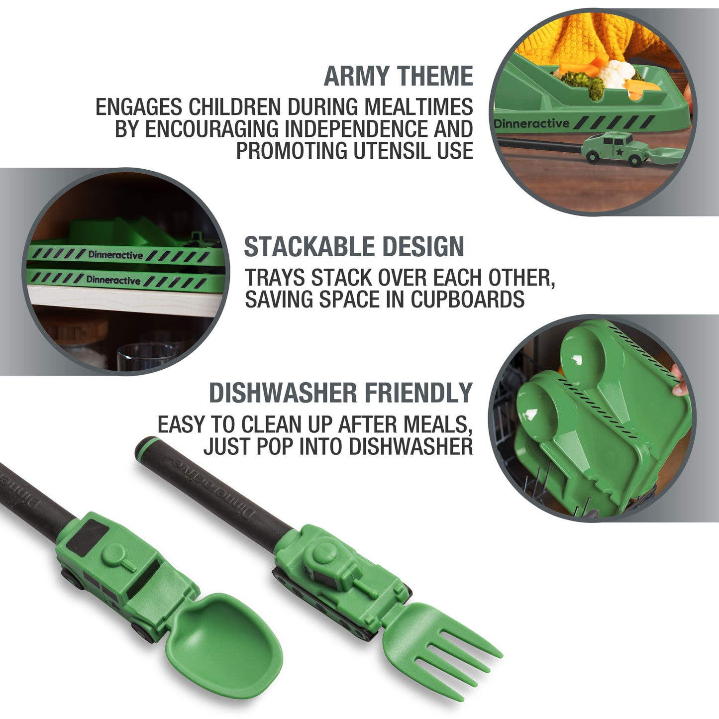 Army Themed<BR> Dining Sets for Kids<BR>(3-Piece Set)
