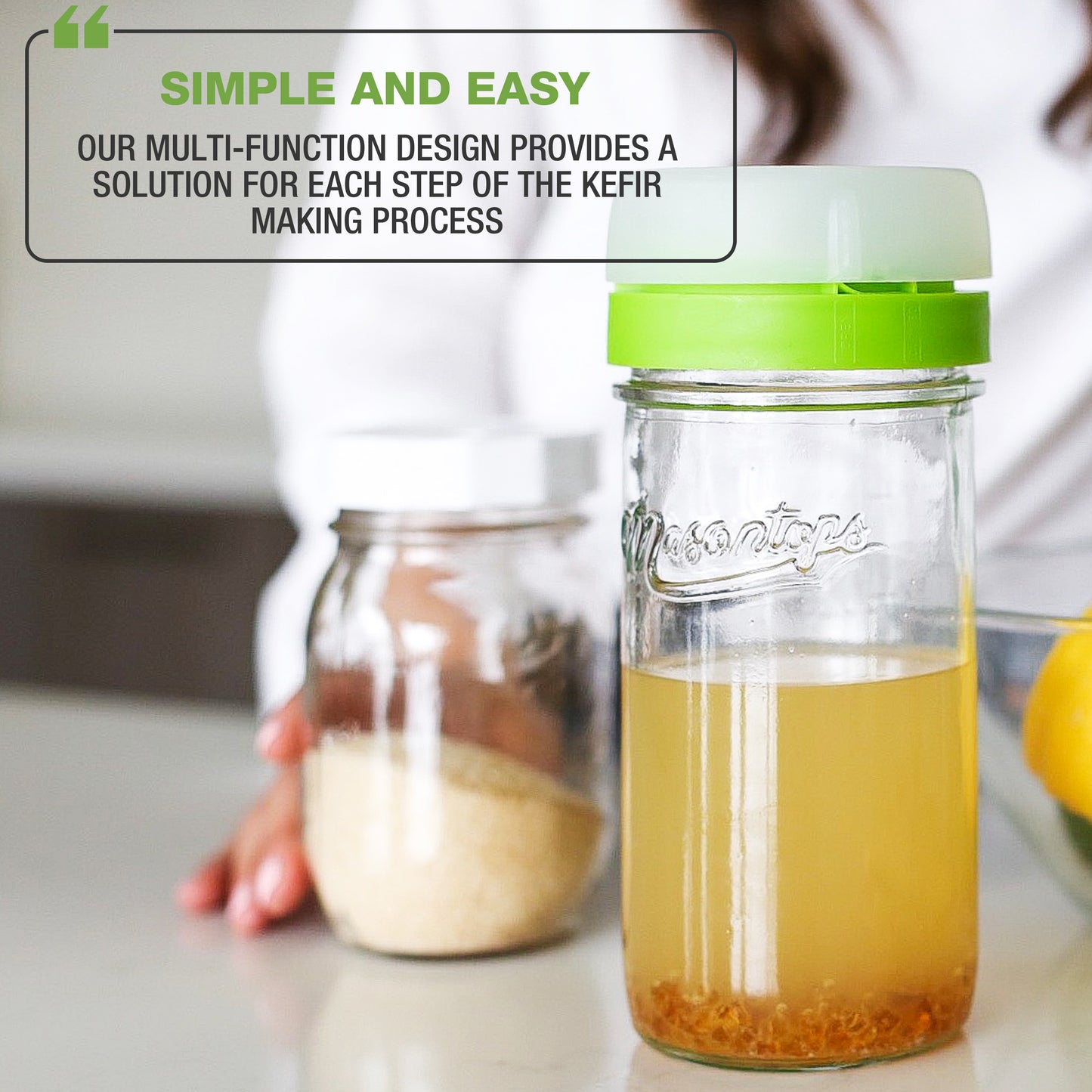 KEFIR CAPS <BR>Grain Activation & Kefir Brewing Lids<BR> (2-Pack)