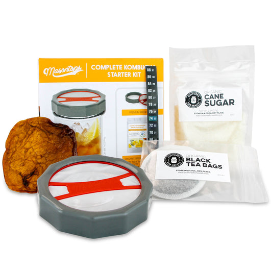COMPLETE KOMBUCHA STARTER KIT <BR>SCOBY, Tea, Brewing Lid & More<BR>(5-Piece Kit)