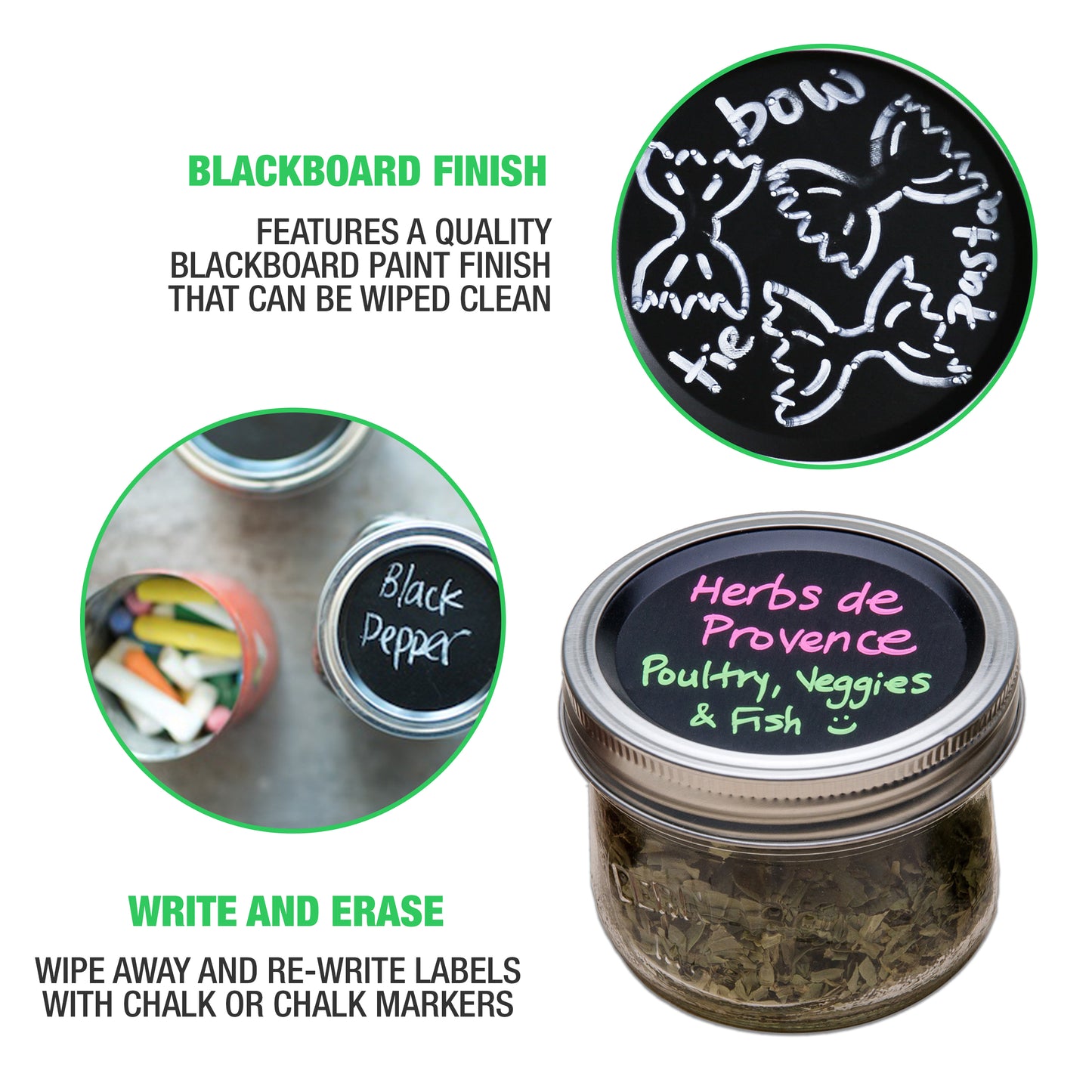 CHALK TOPS<br> Chalkboard Lids <br>(8-Pack)