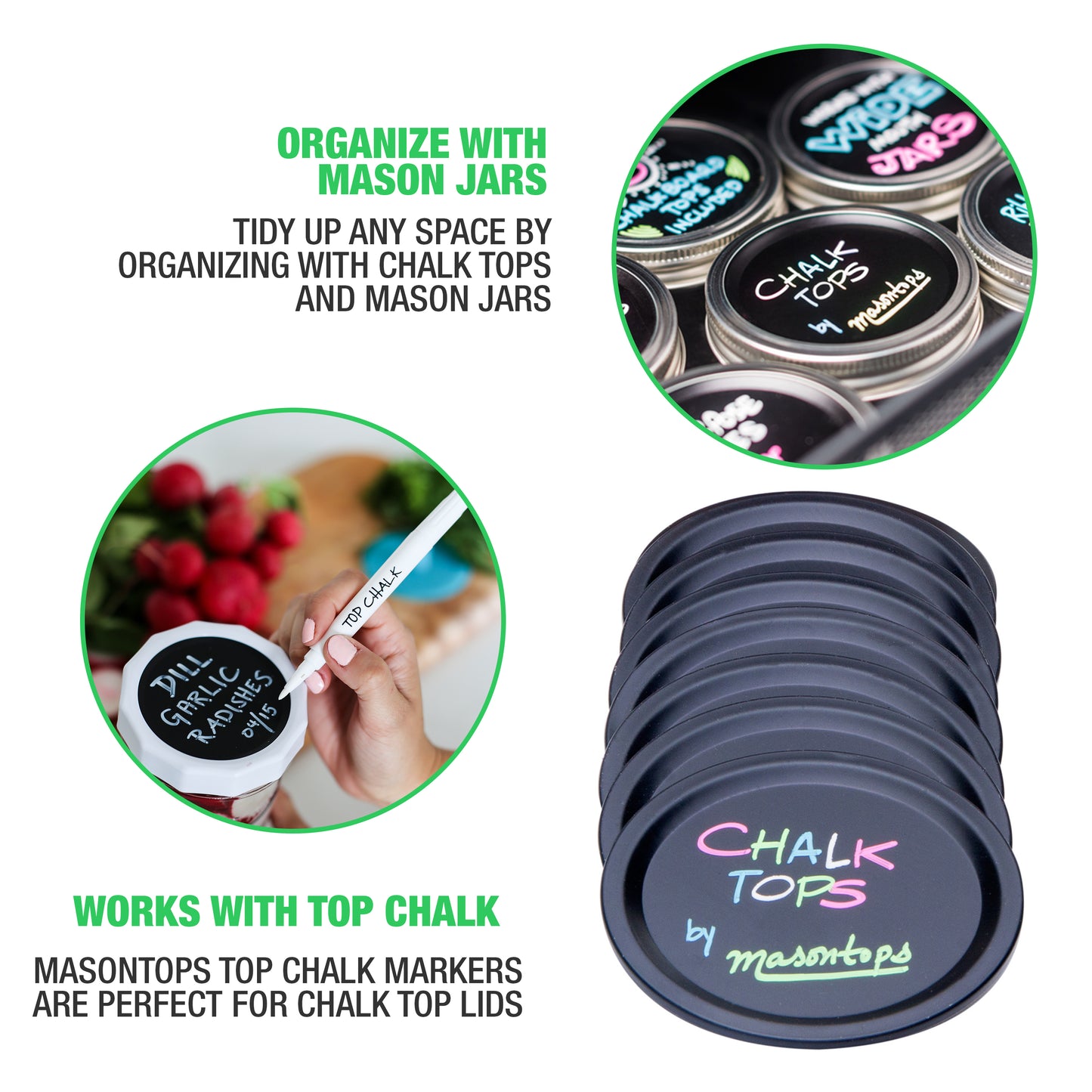 CHALK TOPS<br> Chalkboard Lids <br>(8-Pack)