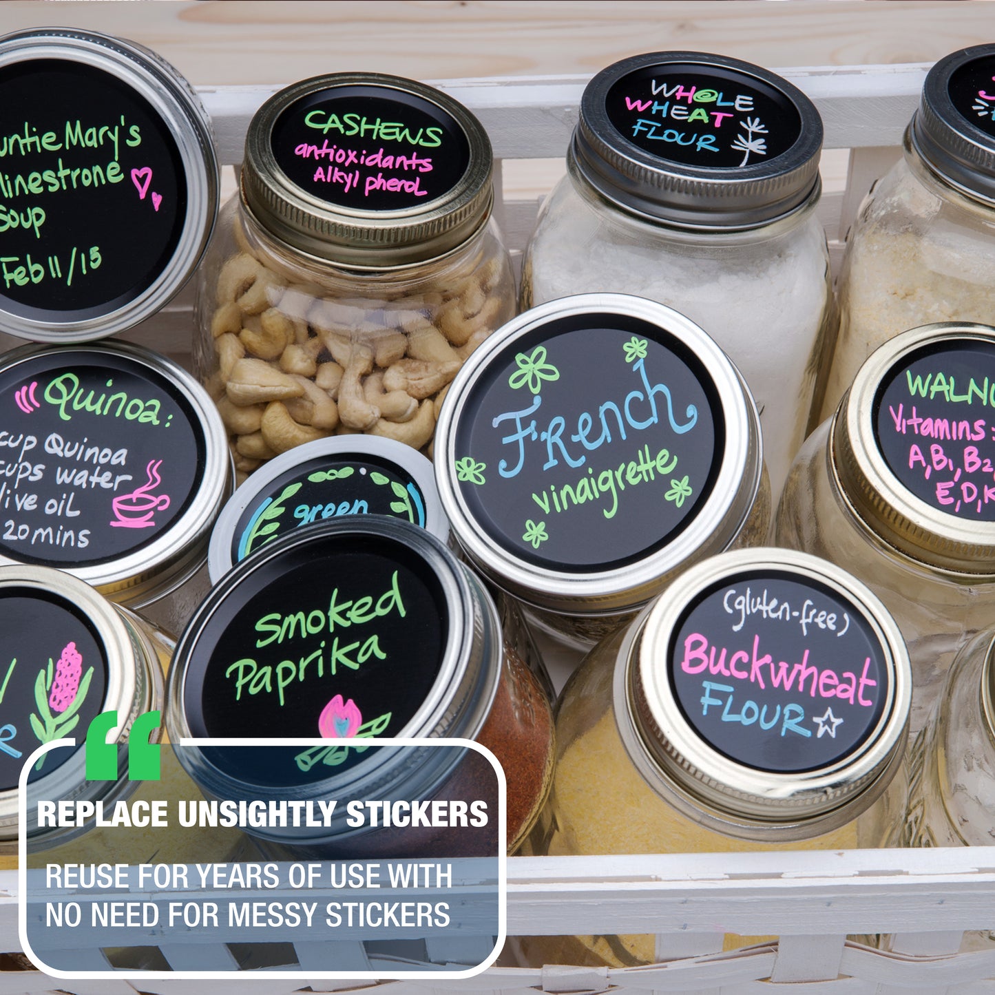 CHALK TOPS<br> Chalkboard Lids <br>(8-Pack)