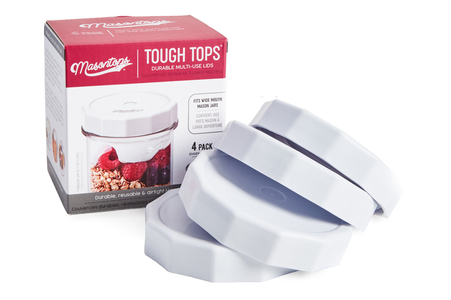 TOUGH TOPS <BR>Reusable Mason Jar Lids <BR>(4-Pack)