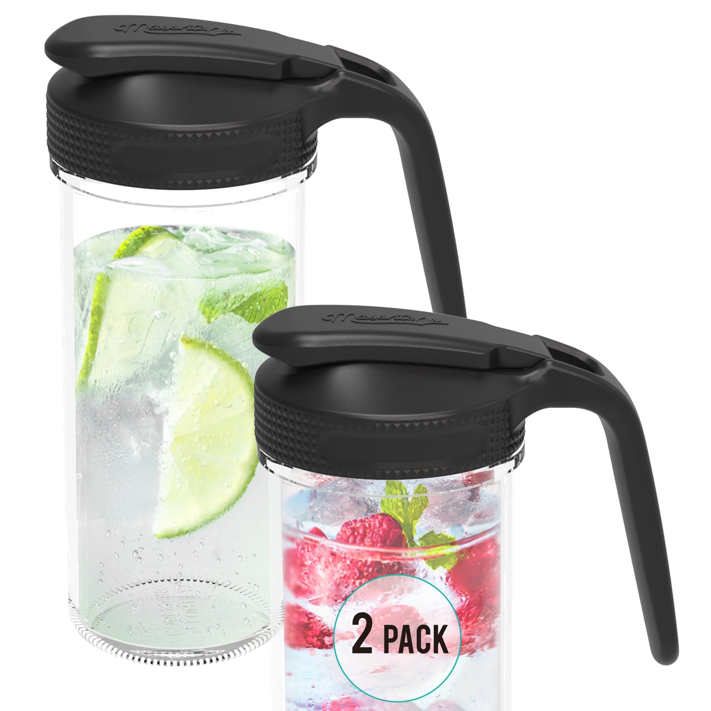 MULTI TOP WITH HANDLE<BR> Flip Cap Pitcher Lids <BR> (2-PACK BLACK)