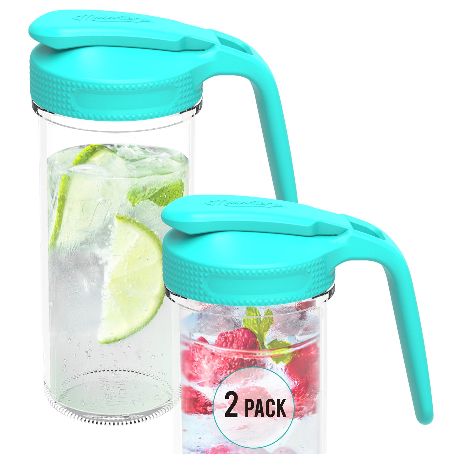 MULTI TOP WITH HANDLE<BR> Flip Cap Pitcher Lids <BR> (2-PACK TEAL)