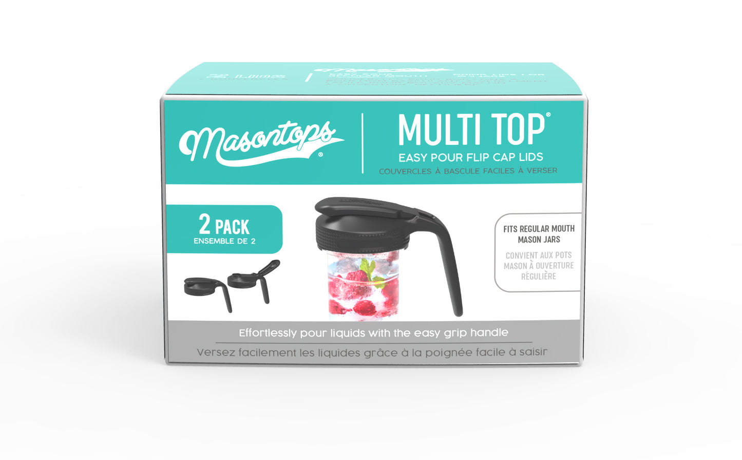 MULTI TOP WITH HANDLE<BR> Flip Cap Pitcher Lids <BR> (2-PACK BLACK)