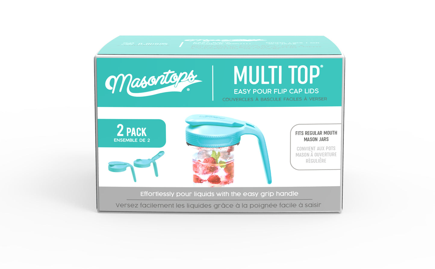 MULTI TOP WITH HANDLE<BR> Flip Cap Pitcher Lids <BR> (2-PACK TEAL)