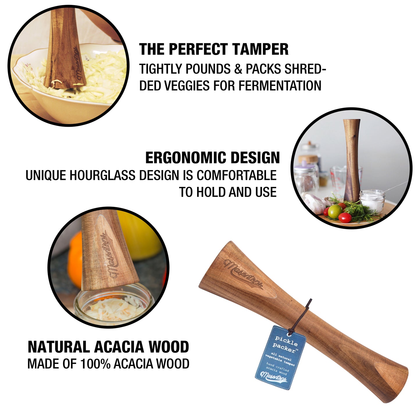 PICKLE PACKER <BR>Acacia Vegetable Tamper <br>(Single)