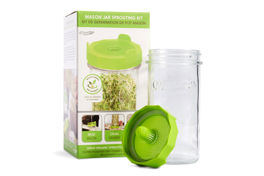 MASON JAR SPROUTING KIT <BR>Jar, Bean Screen & Sprouting Seeds<BR>(3-Piece Kit)