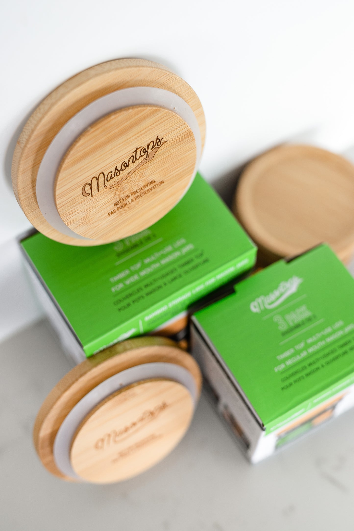TIMBER TOP <BR>Bamboo Storage Lids for Mason Jars<BR> (3-Pack)