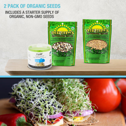 BEAN SPROUTING STARTER KIT<BR> Bean Screens, Sprouting Seeds<BR>(4-Piece Kit)