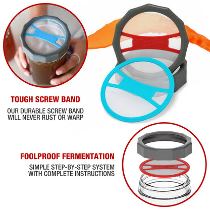 COMPLETE KOMBUCHA STARTER KIT <BR>SCOBY, Tea, Brewing Lid & More<BR>(5-Piece Kit)