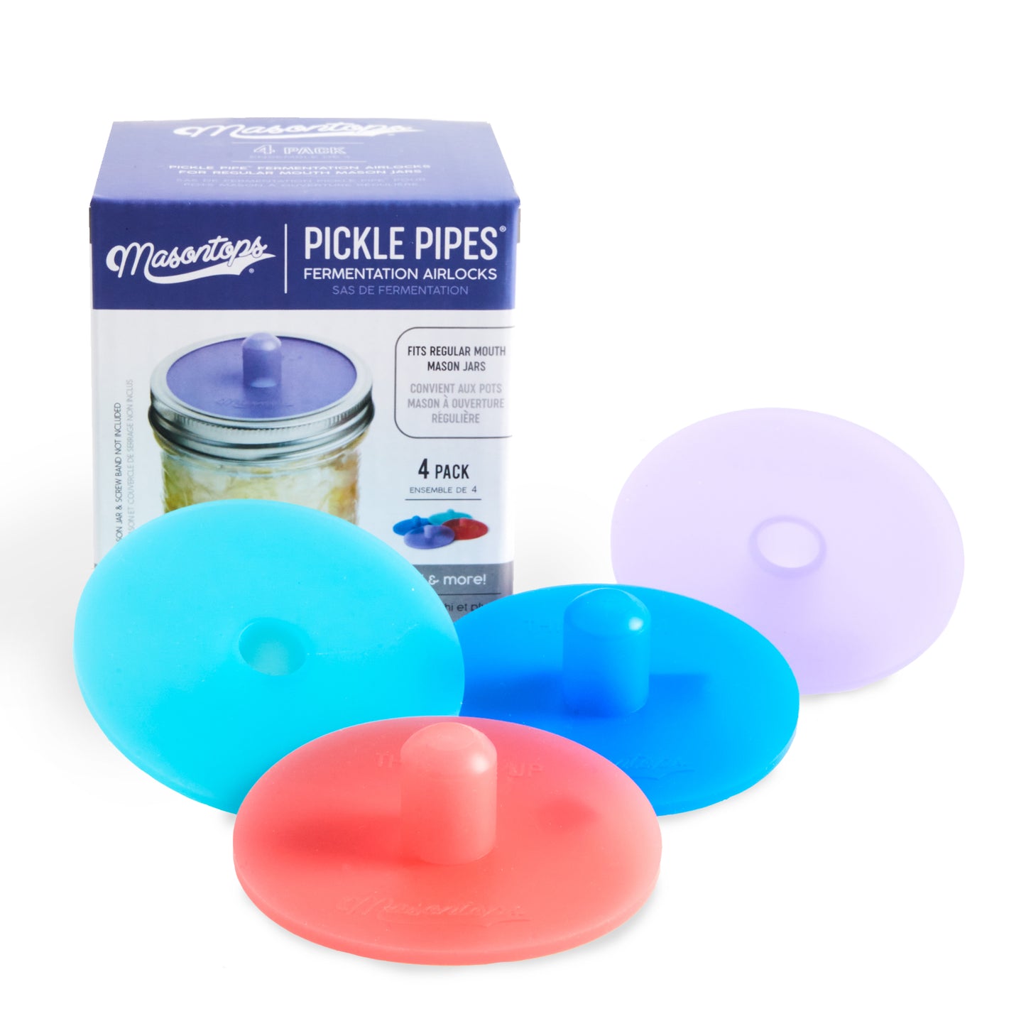 PICKLE PIPES <BR>Silicone Waterless Fermentation Airlocks <br>(4-Pack)